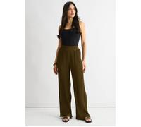 Gini London Olive Plisse Loungewear Wide Leg Trouser In Dark Olive Dark Olive