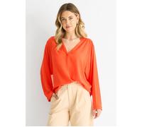 Gini London Orange Textured Chiffon Oversized Blouse Orange