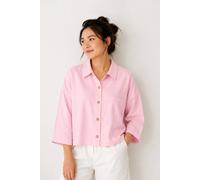 Gini London Pink Cotton Cropped Button Up Shirt Pink