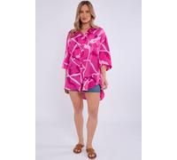 Gini London Pink Linen Abstract Print Mini Shirt Dress Pink