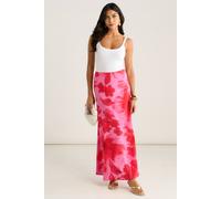 Gini London Pink Watercolor Floral Print A Line Maxi Skirt Pink