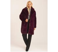 Gini London Plum Faux Fur Lapel Collar Coat Plum