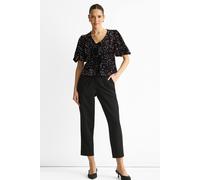 Gini London Purple Velvet Sequin Bow Front Bubble Sleeve Top In Plum Plum
