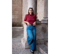 Gini London Red High Neck Lace Loose Fit Blouse - UK 12 / US 8 / EU 40