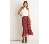 Gini London Red Polka Dot Ruffle Midi Skirt Red M/L