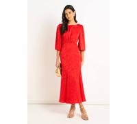 Gini London Red Satin Jacquard Midi Dress Red