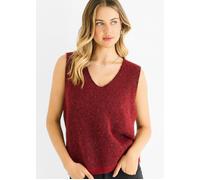 Gini London Red Sequin Sparkle V Neck Vest Knit Jumper Red