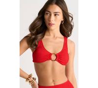 Gini London Red Textured Ring Detail Bikini Top Red