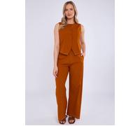 Gini London Rust Cotton Contrast Stitch Detail Waist Coat In Orange Orange 10