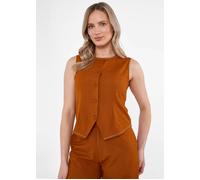 Gini London Rust Cotton Contrast Stitch Detail Waist Coat - UK 10 / US 6 / EU 38