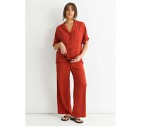 Gini London Rust Elastic Waist Wide Leg Trousers - S-M (UK 8-10/US 4-6/EU 36-38)