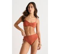Gini London Rust Metallic Ruch Side Bikini Bottom In Orange Orange