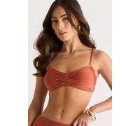 Gini London Rust Metallic Twisted Bikini Top In Orange Orange