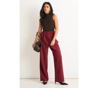 Gini London Rust Wide Leg Pleat Tailoring Trouser In Burgundy Burgundy
