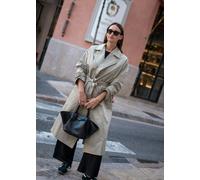 Gini London Sage Green Double Breast Longline Belted Trench Coat - Sage Green - UK 8 / US 4 / EU 36