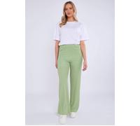 Gini London Sage Green Textured Elasticated Waist Flared Trousers In Light Green Light Green M/L