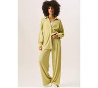 Gini London Sage Green Textured Pull On Wide Leg Trousers In Light Green Light Green