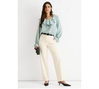 Gini London Sage Green Wide Frill Loose Fit Blouse In Light Green Light Green