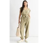 Gini London Sage Green Wrap Belted Utility Jumpsuit Green 14