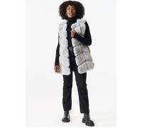 Gini London Silver Box Cut Faux Fur Gilet Jacket Silver S/M