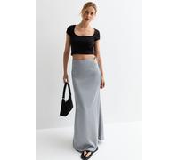 Gini London Silver Satin Maxi Skirt Silver 8