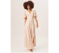 Gini London Stone Angel Sleeves Foil Pattern Maxi Dress Stone 14