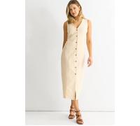 Gini London Stone Button Through Waist Coat Midi Dress Stone 14