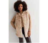 Gini London Stone No Cut Faux Gilet Fur Sleeveless Jacket Stone S/M