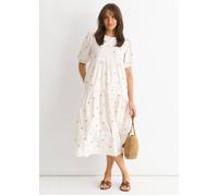 Gini London White Broderie Cotton Smock Midi Dress White 10
