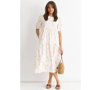 Gini London White Broderie Cotton Smock Midi Dress White 10
