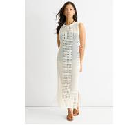 Gini London White Crochet Knit Bodycon Midi Dress White 12