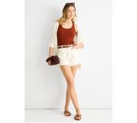 Gini London White Crochet Knit Edge To Edge Cardigan White