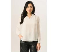 Gini London White Dobby Chiffon Frill Neck Blouse - UK 8 / US 4 / EU 36