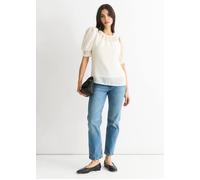 Gini London White Dobby Chiffon Shirred Cuff Blouse White 12