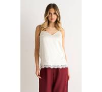 Gini London White Lace Trim Satin Cami Top White