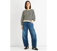 Gini London White Recycle Contrast Stripe Loose Fit Knit Jumper White M/L