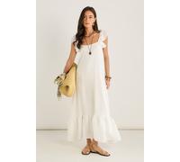 Gini London White Ruffle Short Sleeve Maxi Dress White