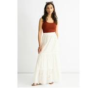 Gini London White Tiered Lace Embroidered Long Skirt - UK 12 / US 8 / EU 40