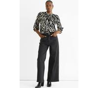 Gini London Women's Black Animal High Neck Satin Blouse | Size: 14