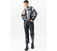 Gini London Women's Black Contrast Rib Check Bomber Jacket | Size: S/M Gini London Black S/M