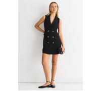 Gini London Women's Black Double Breast Boucle Blazer Mini Dress | Size: 14 Gini London Black 14