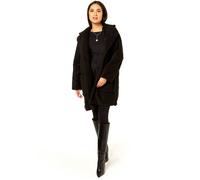 Gini London Women's Black Faux Fur Longline Teddy Overcoat | Size: Medium/Large