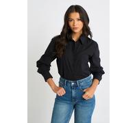 Gini London Women's Black Linen Mix Button Through Shirt | Size: Medium/Large Gini London Black M/L