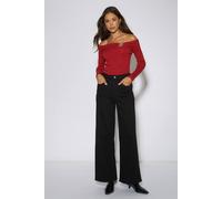 Gini London Women's Black Mid Rise Wide Leg Jeans | Size: 14