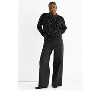 Gini London Women's Black Pearl Studded High Neck Knit Jumper | Size: Large/XL Gini London Black L/XL