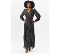 Gini London Women's Black Sparkle Chiffon Occassion Tiered Maxi Dress | Size: 12 Gini London Black 12