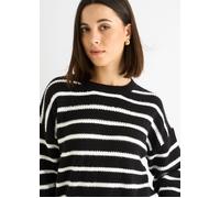 Gini London Women's Black Stripe Chunky Knit Oversized Jumper | Size: S/M Gini London Black S/M