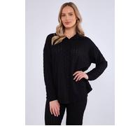 Gini London Women's Black Textured Oversized Long Sleeves Shirt | Size: Medium/Large Gini London Black M/L