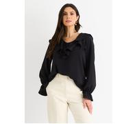 Gini London Women's Black Wide Frill Loose Fit Blouse | Size: Medium/Large Gini London Black M/L