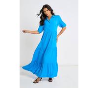 Gini London Women's Blue Button Through Skater Maxi Dress | Size: 10 Gini London Blue 10
